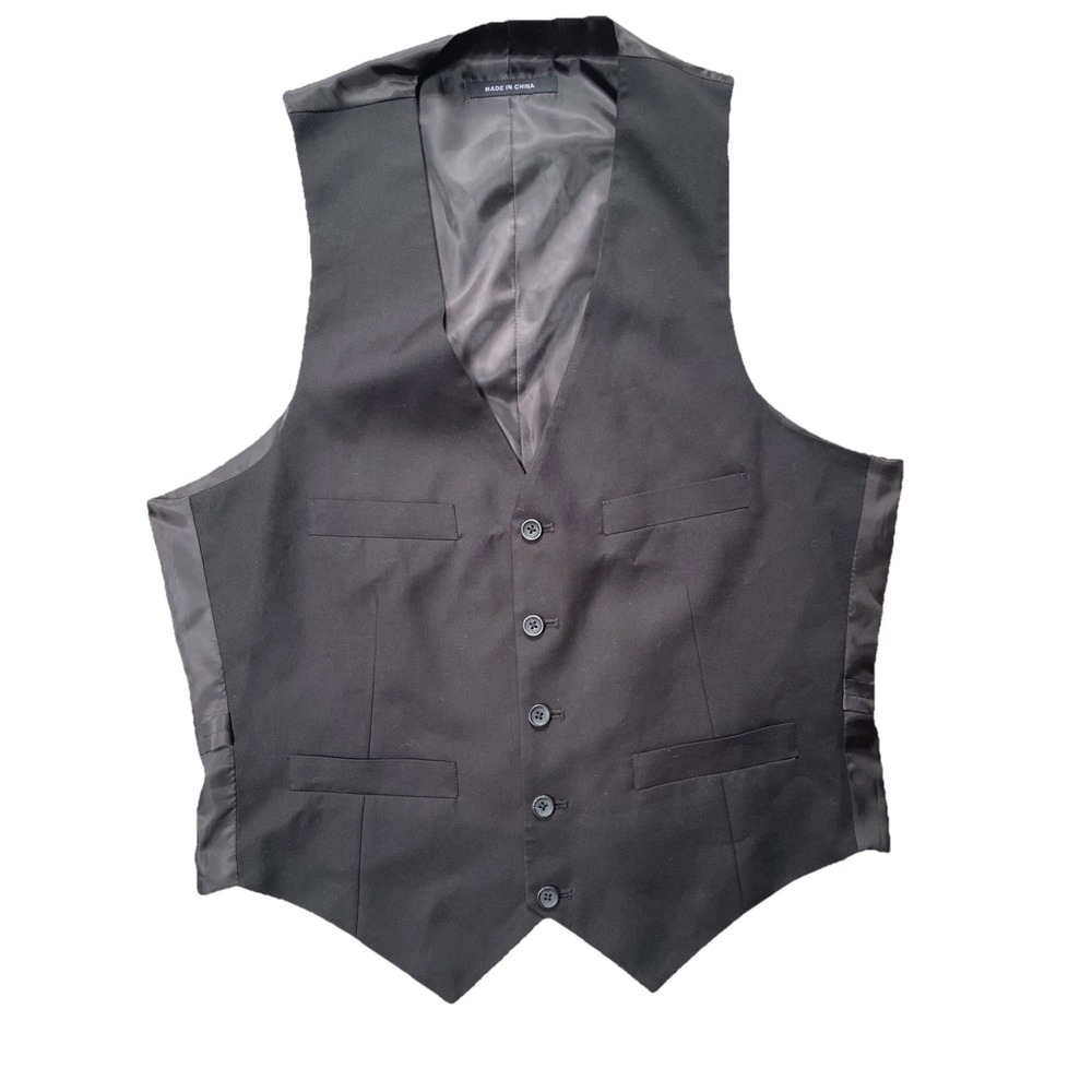 Kenneth Cole Reaction Dress Vest Mens Small Black Suit Waistcoat Formal